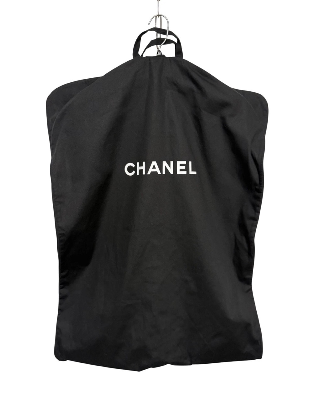 CHANEL Black Men’s Garment Travel Bag with White Logo